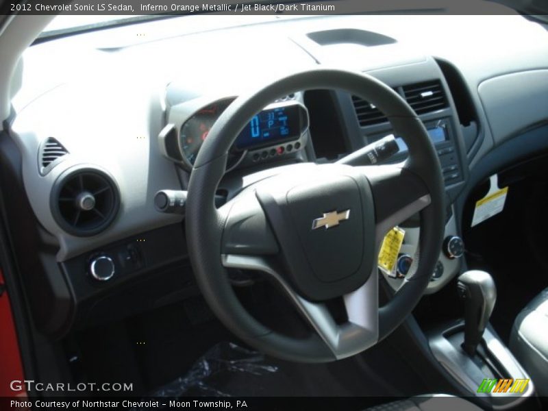 Inferno Orange Metallic / Jet Black/Dark Titanium 2012 Chevrolet Sonic LS Sedan