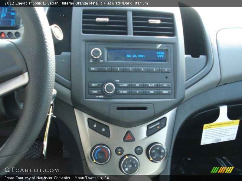 Inferno Orange Metallic / Jet Black/Dark Titanium 2012 Chevrolet Sonic LS Sedan