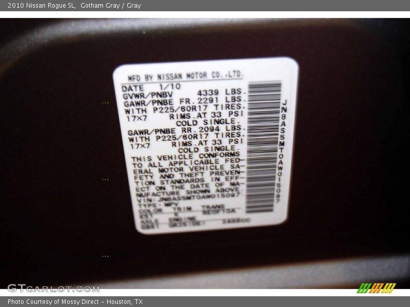 Gotham Gray / Gray 2010 Nissan Rogue SL