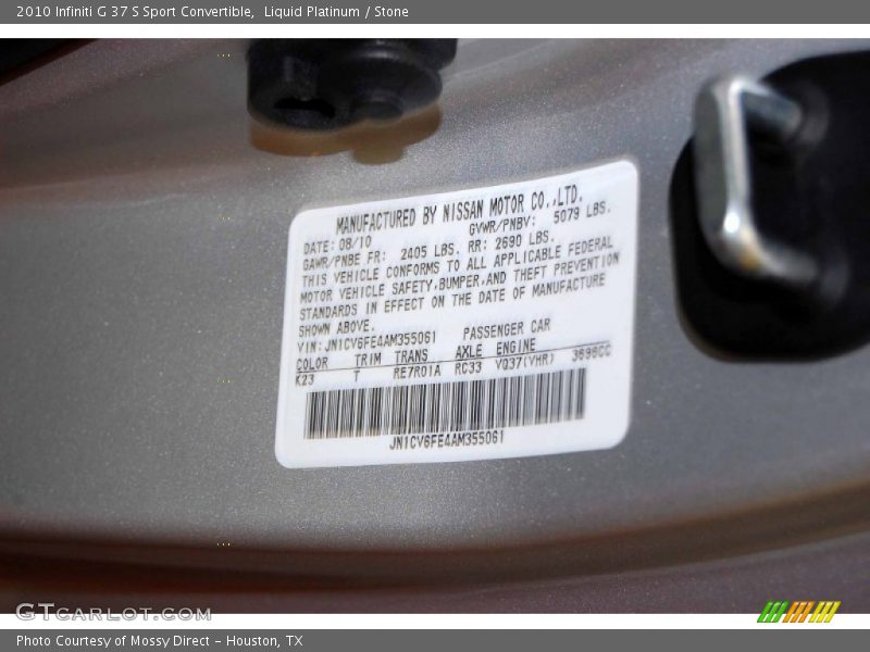 Liquid Platinum / Stone 2010 Infiniti G 37 S Sport Convertible