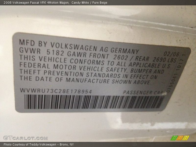 Candy White / Pure Beige 2008 Volkswagen Passat VR6 4Motion Wagon