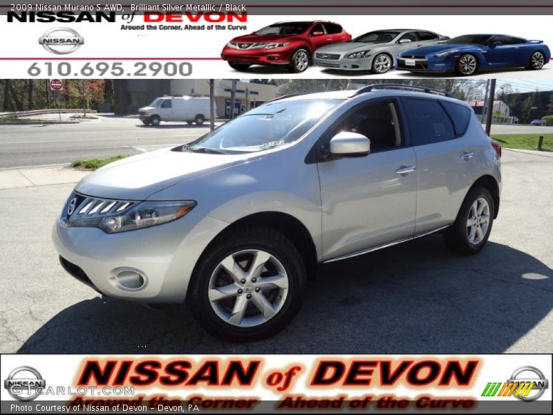 Brilliant Silver Metallic / Black 2009 Nissan Murano S AWD