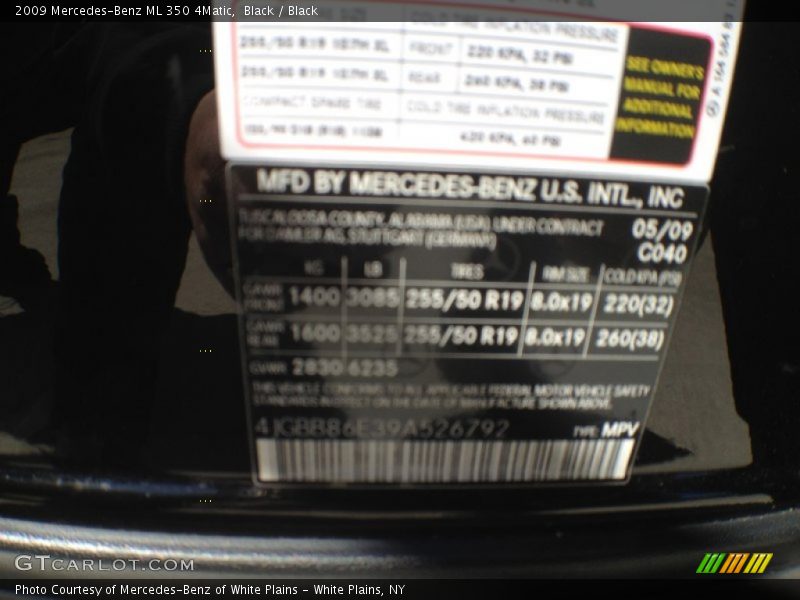 Black / Black 2009 Mercedes-Benz ML 350 4Matic