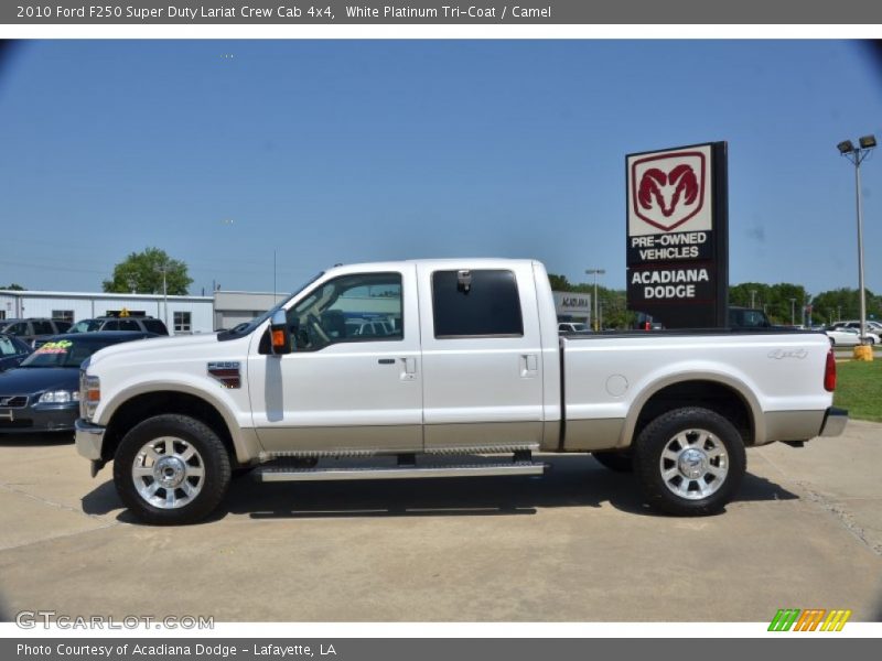White Platinum Tri-Coat / Camel 2010 Ford F250 Super Duty Lariat Crew Cab 4x4