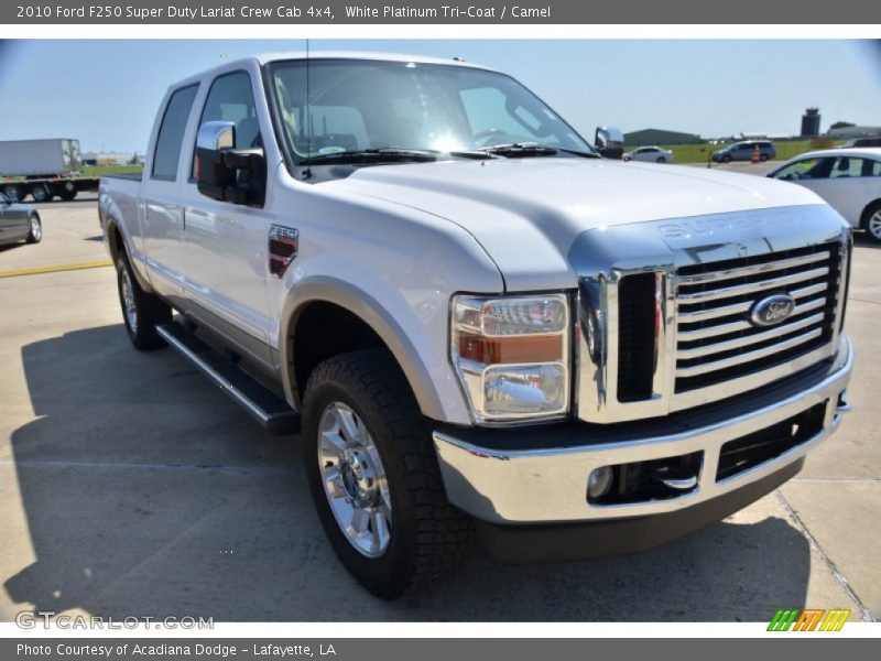 White Platinum Tri-Coat / Camel 2010 Ford F250 Super Duty Lariat Crew Cab 4x4