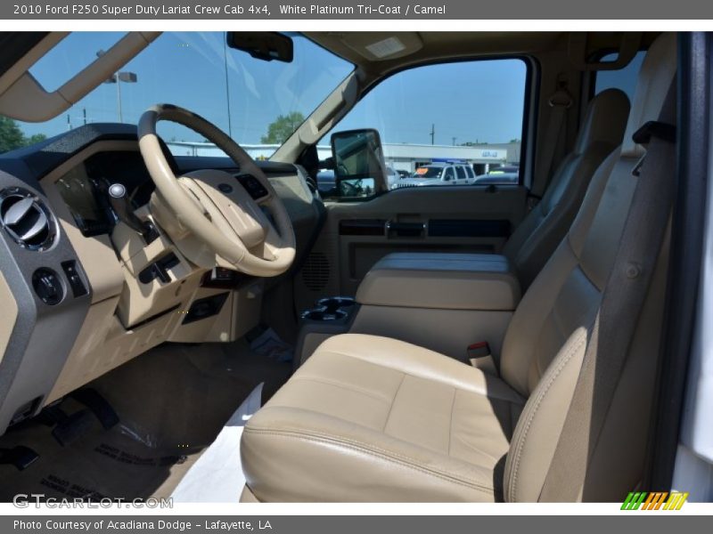 White Platinum Tri-Coat / Camel 2010 Ford F250 Super Duty Lariat Crew Cab 4x4