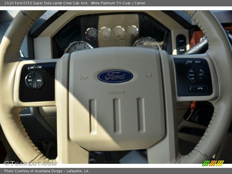 White Platinum Tri-Coat / Camel 2010 Ford F250 Super Duty Lariat Crew Cab 4x4
