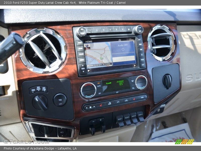 White Platinum Tri-Coat / Camel 2010 Ford F250 Super Duty Lariat Crew Cab 4x4