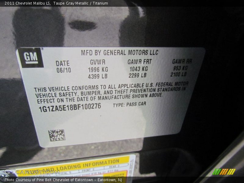 Taupe Gray Metallic / Titanium 2011 Chevrolet Malibu LS
