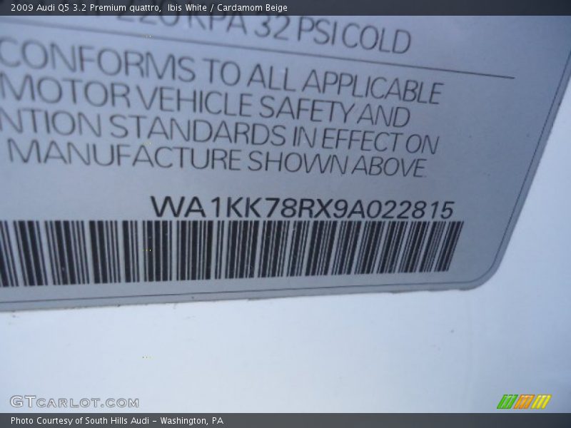 Ibis White / Cardamom Beige 2009 Audi Q5 3.2 Premium quattro