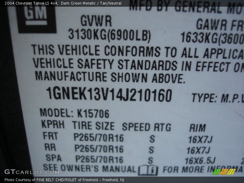Dark Green Metallic / Tan/Neutral 2004 Chevrolet Tahoe LS 4x4