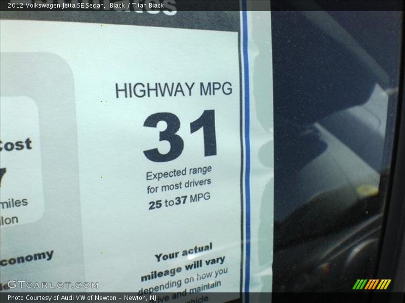 Black / Titan Black 2012 Volkswagen Jetta SE Sedan