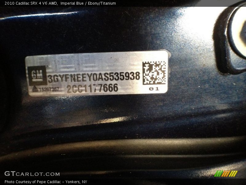 Imperial Blue / Ebony/Titanium 2010 Cadillac SRX 4 V6 AWD
