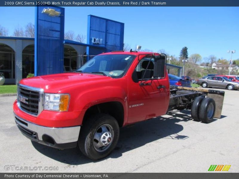 Fire Red / Dark Titanium 2009 GMC Sierra 3500HD Work Truck Regular Cab Dually Chassis