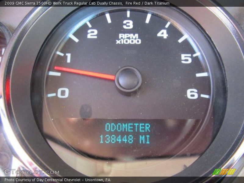 Fire Red / Dark Titanium 2009 GMC Sierra 3500HD Work Truck Regular Cab Dually Chassis