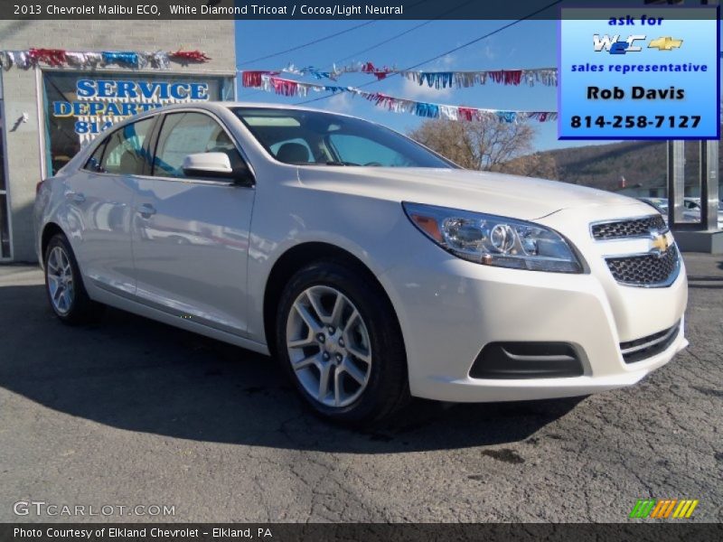 White Diamond Tricoat / Cocoa/Light Neutral 2013 Chevrolet Malibu ECO