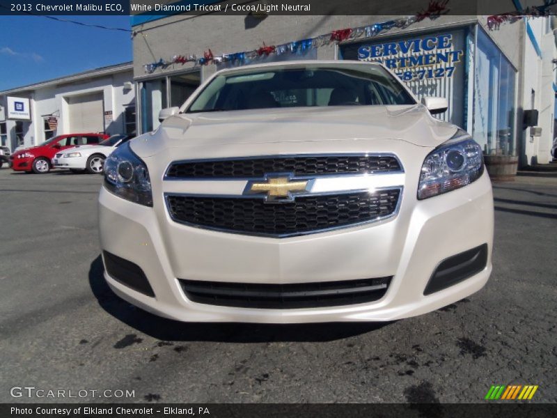 White Diamond Tricoat / Cocoa/Light Neutral 2013 Chevrolet Malibu ECO