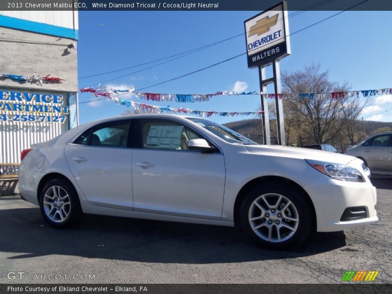 White Diamond Tricoat / Cocoa/Light Neutral 2013 Chevrolet Malibu ECO