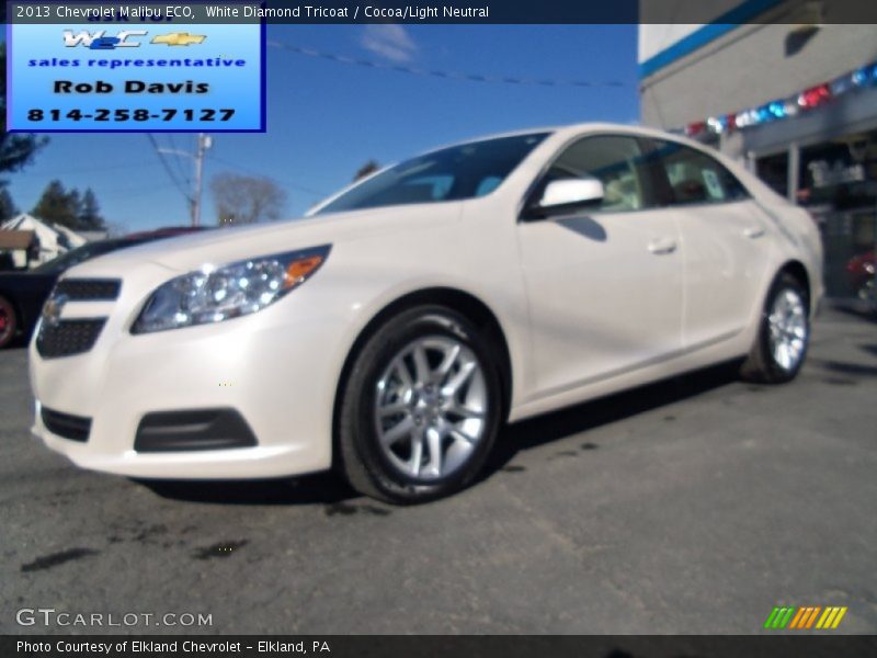 White Diamond Tricoat / Cocoa/Light Neutral 2013 Chevrolet Malibu ECO