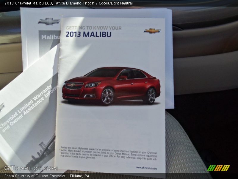 White Diamond Tricoat / Cocoa/Light Neutral 2013 Chevrolet Malibu ECO
