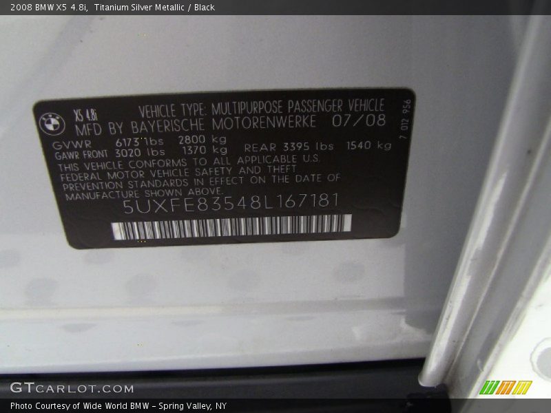 Titanium Silver Metallic / Black 2008 BMW X5 4.8i