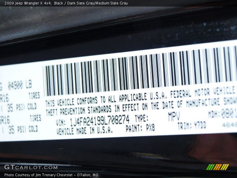 Black / Dark Slate Gray/Medium Slate Gray 2009 Jeep Wrangler X 4x4