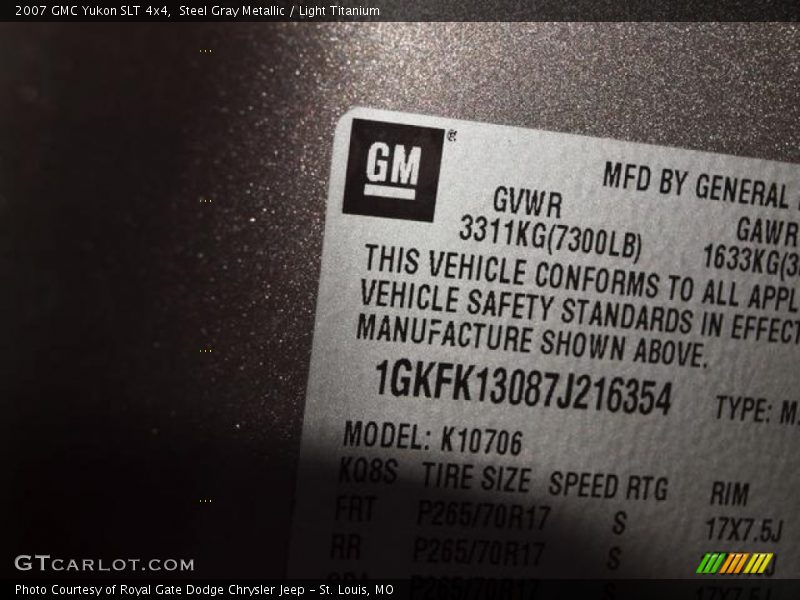 Steel Gray Metallic / Light Titanium 2007 GMC Yukon SLT 4x4