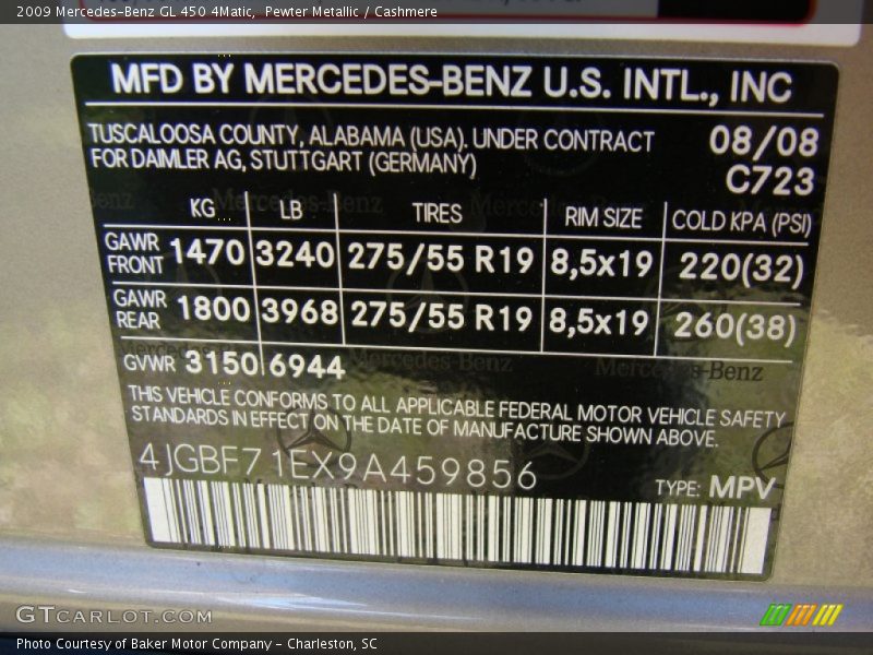 Pewter Metallic / Cashmere 2009 Mercedes-Benz GL 450 4Matic