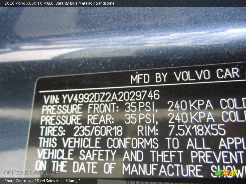 Barents Blue Metallic / Sandstone 2010 Volvo XC60 T6 AWD