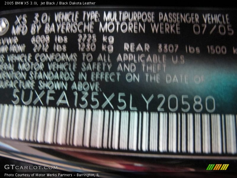 Jet Black / Black Dakota Leather 2005 BMW X5 3.0i