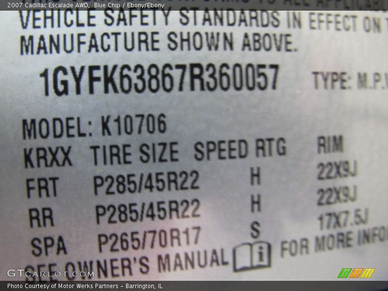 Blue Chip / Ebony/Ebony 2007 Cadillac Escalade AWD