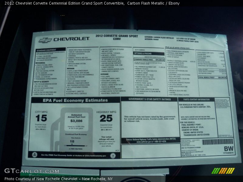 Carbon Flash Metallic / Ebony 2012 Chevrolet Corvette Centennial Edition Grand Sport Convertible