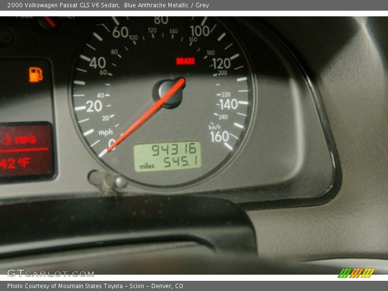 Blue Anthracite Metallic / Grey 2000 Volkswagen Passat GLS V6 Sedan