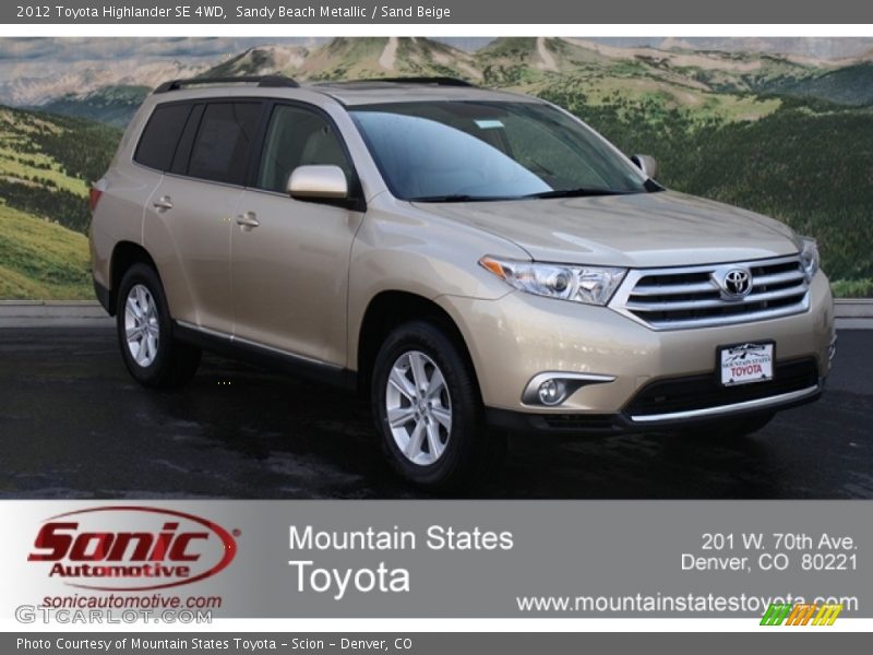 Sandy Beach Metallic / Sand Beige 2012 Toyota Highlander SE 4WD