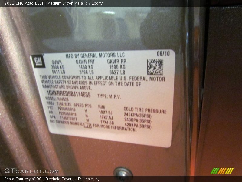 Medium Brown Metallic / Ebony 2011 GMC Acadia SLT