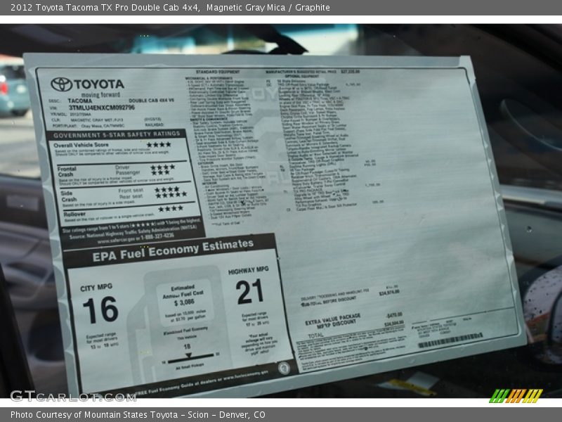 Magnetic Gray Mica / Graphite 2012 Toyota Tacoma TX Pro Double Cab 4x4