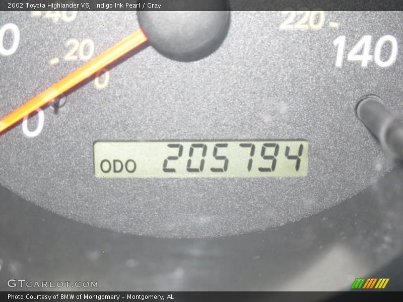 Indigo Ink Pearl / Gray 2002 Toyota Highlander V6