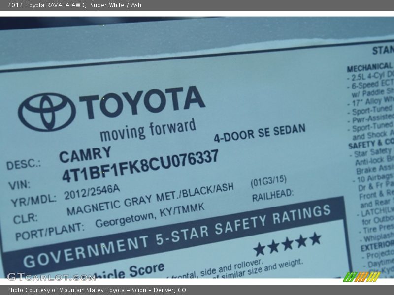 Super White / Ash 2012 Toyota RAV4 I4 4WD