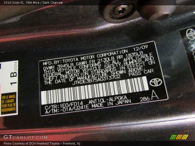 Flint Mica / Dark Charcoal 2010 Scion tC