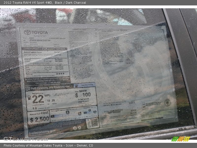 Black / Dark Charcoal 2012 Toyota RAV4 V6 Sport 4WD