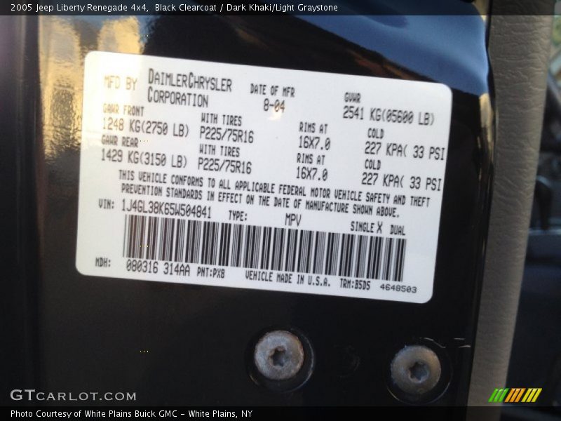 Black Clearcoat / Dark Khaki/Light Graystone 2005 Jeep Liberty Renegade 4x4
