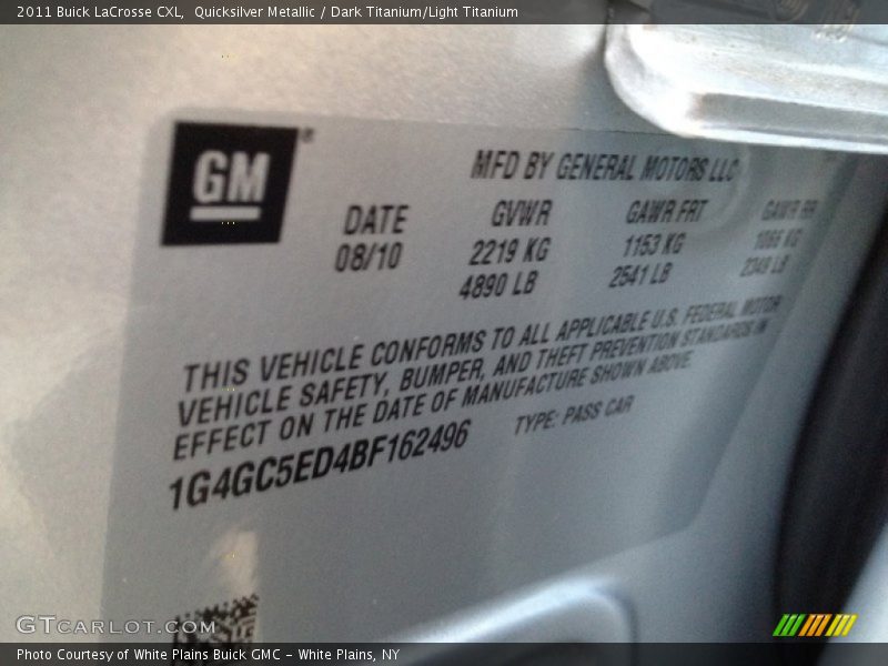 Quicksilver Metallic / Dark Titanium/Light Titanium 2011 Buick LaCrosse CXL
