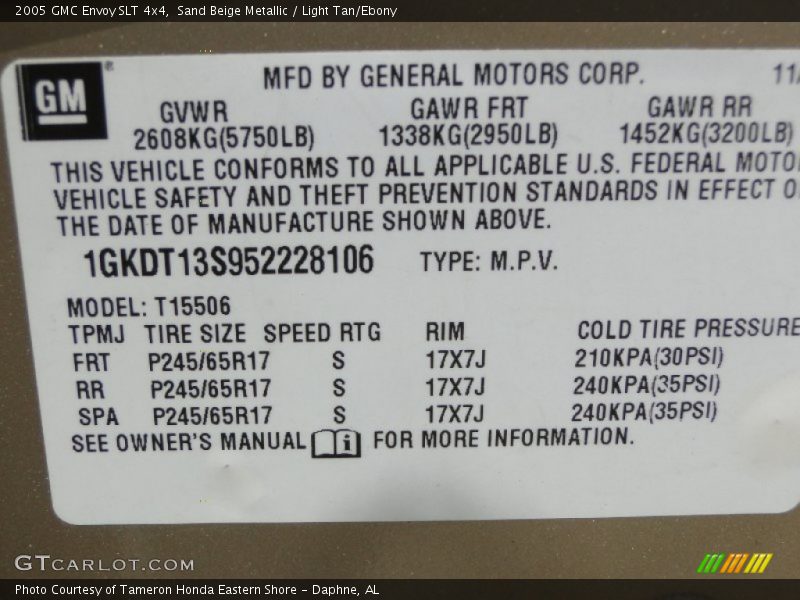 Sand Beige Metallic / Light Tan/Ebony 2005 GMC Envoy SLT 4x4