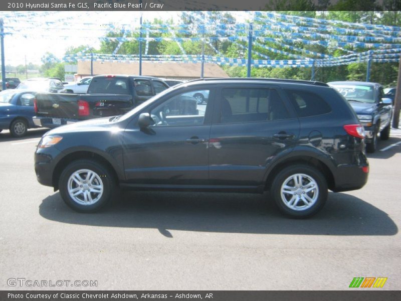 Pacific Blue Pearl / Gray 2010 Hyundai Santa Fe GLS