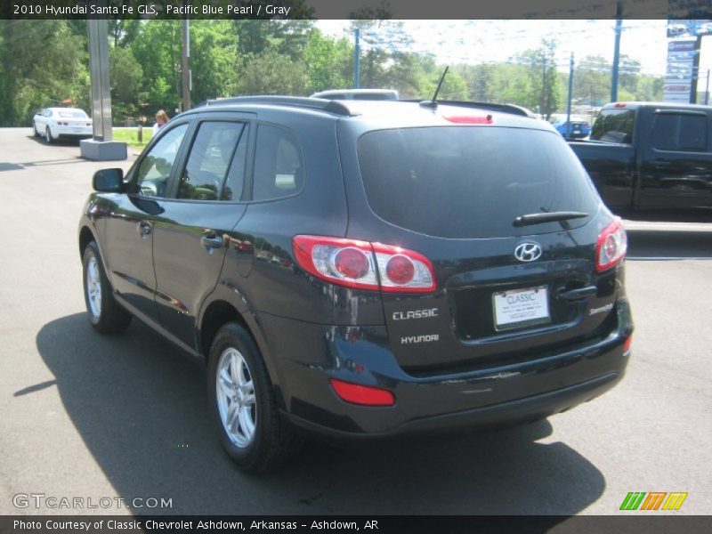 Pacific Blue Pearl / Gray 2010 Hyundai Santa Fe GLS