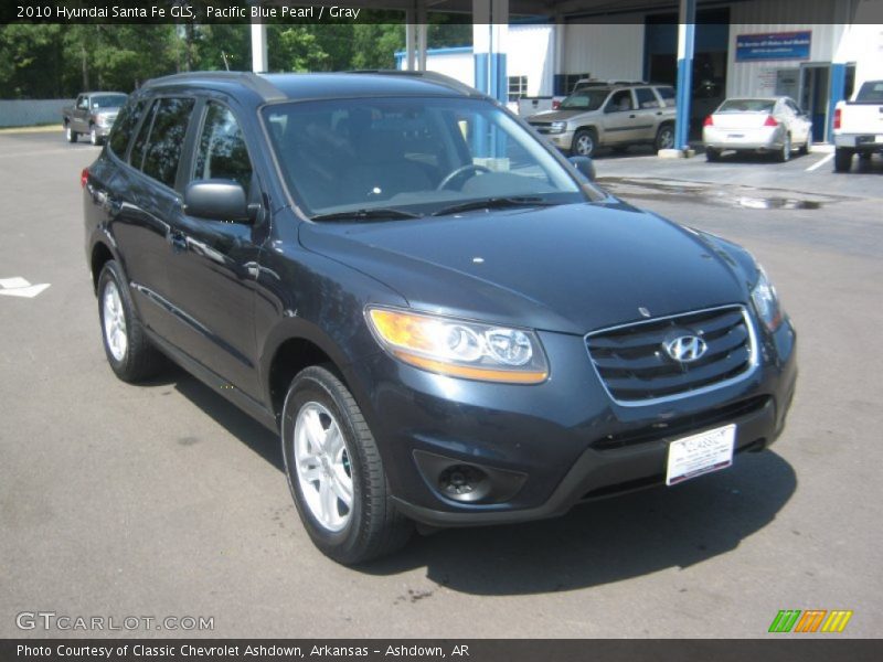 Pacific Blue Pearl / Gray 2010 Hyundai Santa Fe GLS