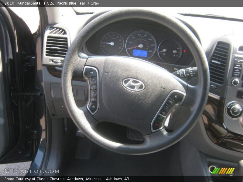 Pacific Blue Pearl / Gray 2010 Hyundai Santa Fe GLS
