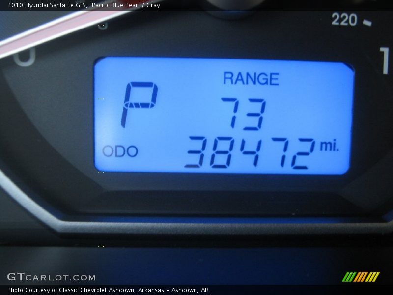 Pacific Blue Pearl / Gray 2010 Hyundai Santa Fe GLS