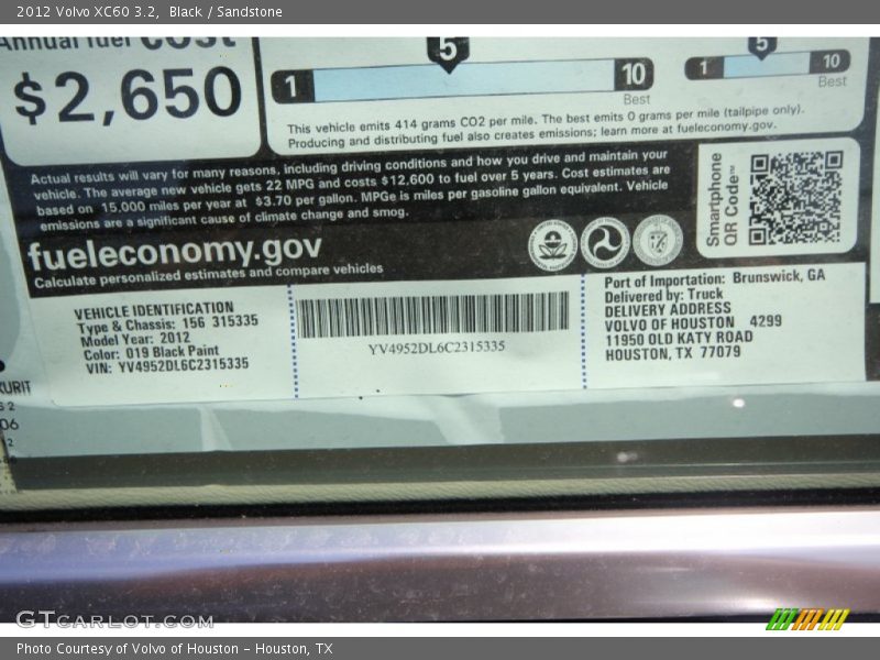 Black / Sandstone 2012 Volvo XC60 3.2
