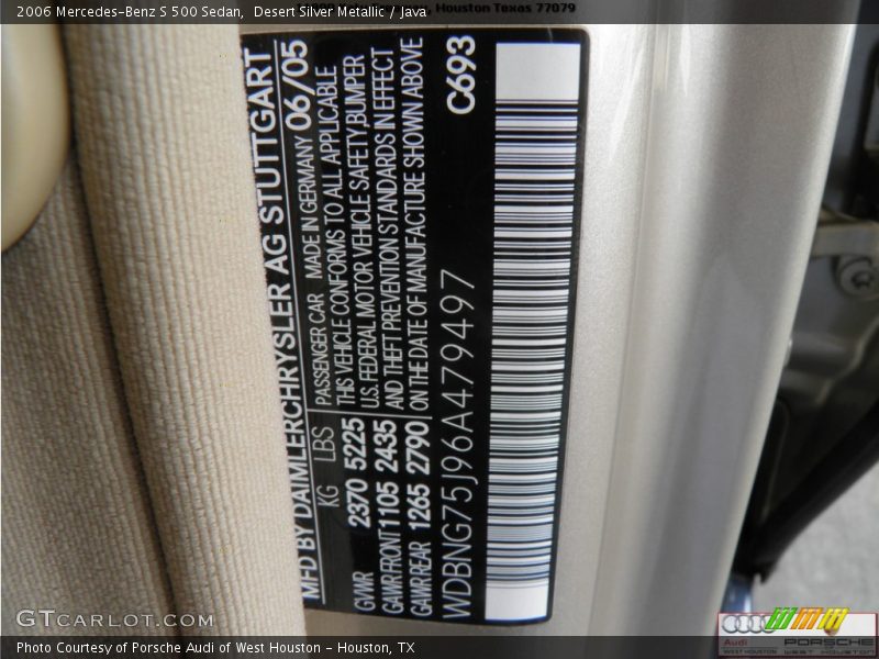 Desert Silver Metallic / Java 2006 Mercedes-Benz S 500 Sedan